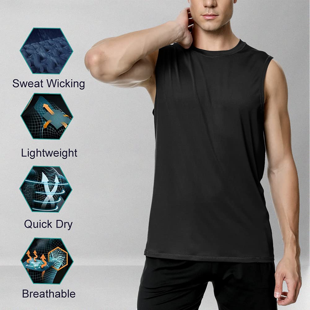 MeetHoo Men's Tank Top, Muscle Shirts, Tank Shirt, Sleeveless Shirt, Quick-Drying Undershirt, Gym, Running for Men