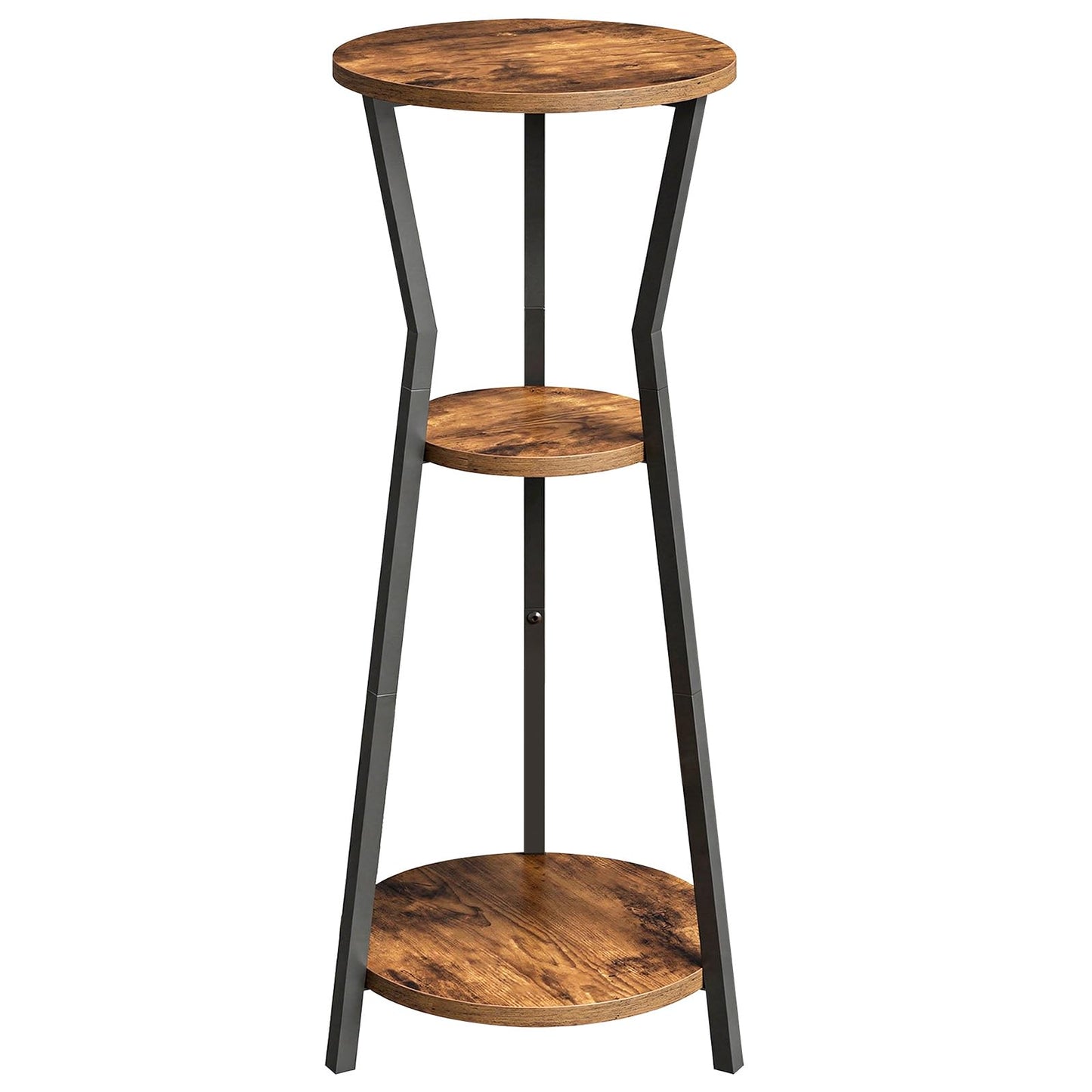 MAHANCRIS Plant Stand Indoor, 3 Tier Round Corner Plant Stand Indoor, Round Plant Holder Rack, 35" Tall Plant Shelf for Living Room, Balcony, Patio, Rustic Brown and Black PSHR0401