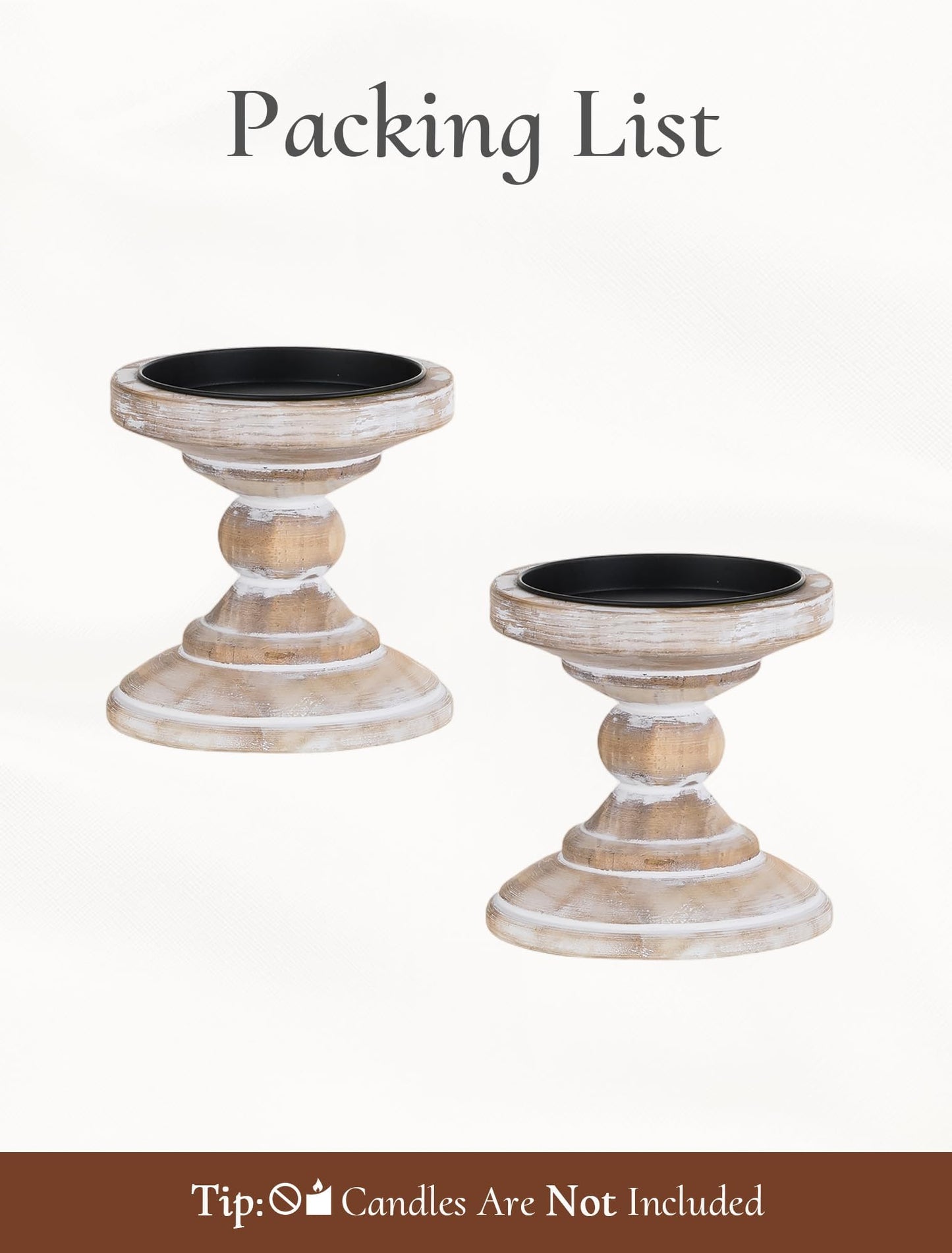 Inweder Wood Pillar Candle Holder: 2Pcs Rustic White Candle Holders for Pillar Candles Wood Candle Holders Distressed Wooden Farmhouse Candle Holder Large Rustic Candle Holder for Fireplace Table