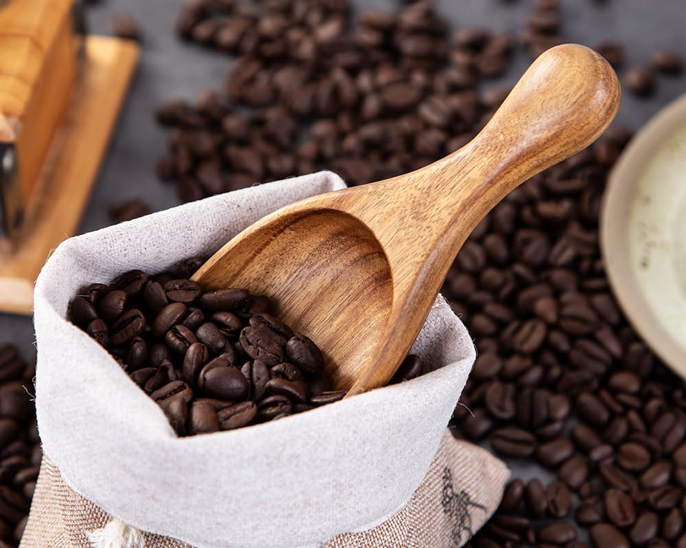 Decent Vrvege Big Coffee Scoop Shovel, 2pcs Large Ground Coffee Scoop, Wooden Bean Salt Spoons, Wood Serving Spoons for Beans Powder Sugar from Big Jars Canisters, Multifunctional Kitchen Scoop