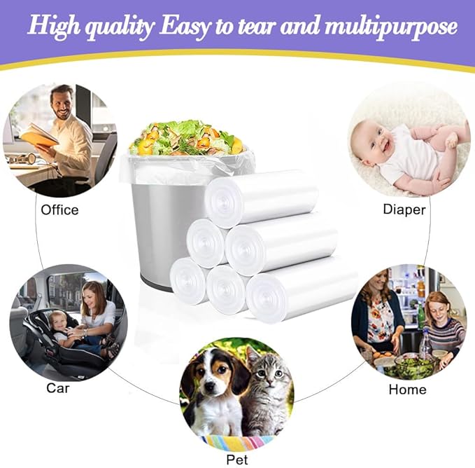 3 Gallon 120pcs Small Clear Trash BagsPlastic Strong Clear Garbage Bags