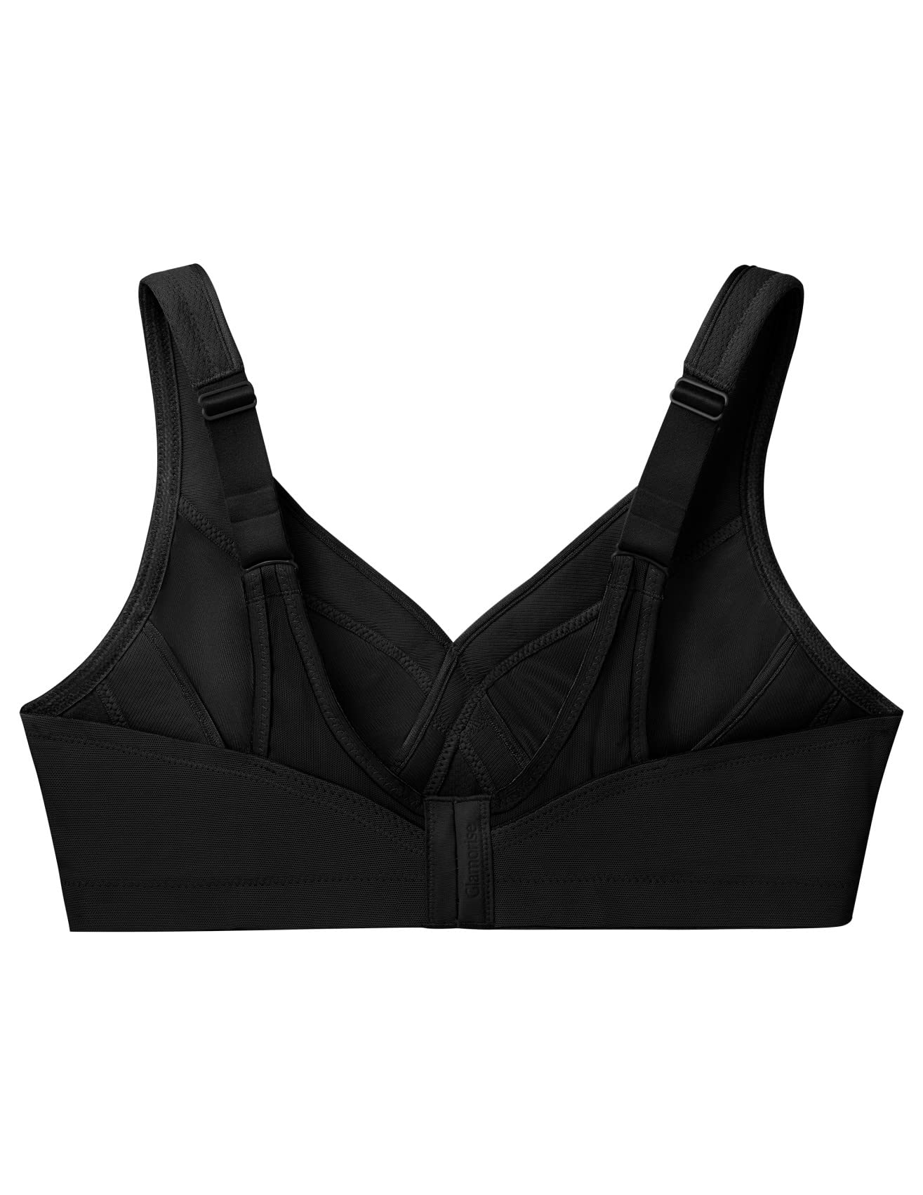 Glamorise Full Figure Plus Size MagicLift Seamless Sports Bra Wirefree #1006 Black