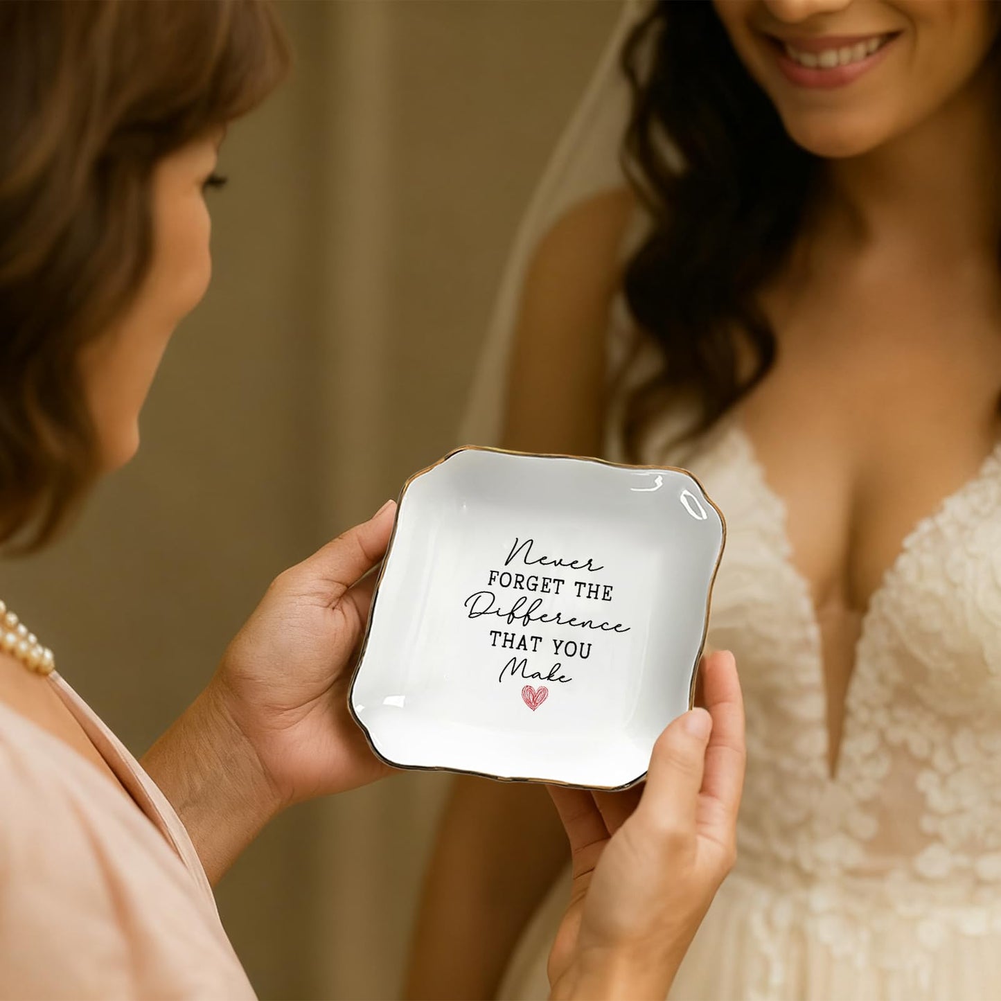 Never Forget the Difference You Make Jewelry Dish – Ceramic Ring Dish Tray for Teacher Appreciation Gifts, Thank You Gifts for Women, Inspirational Trinket Tray Home Decor