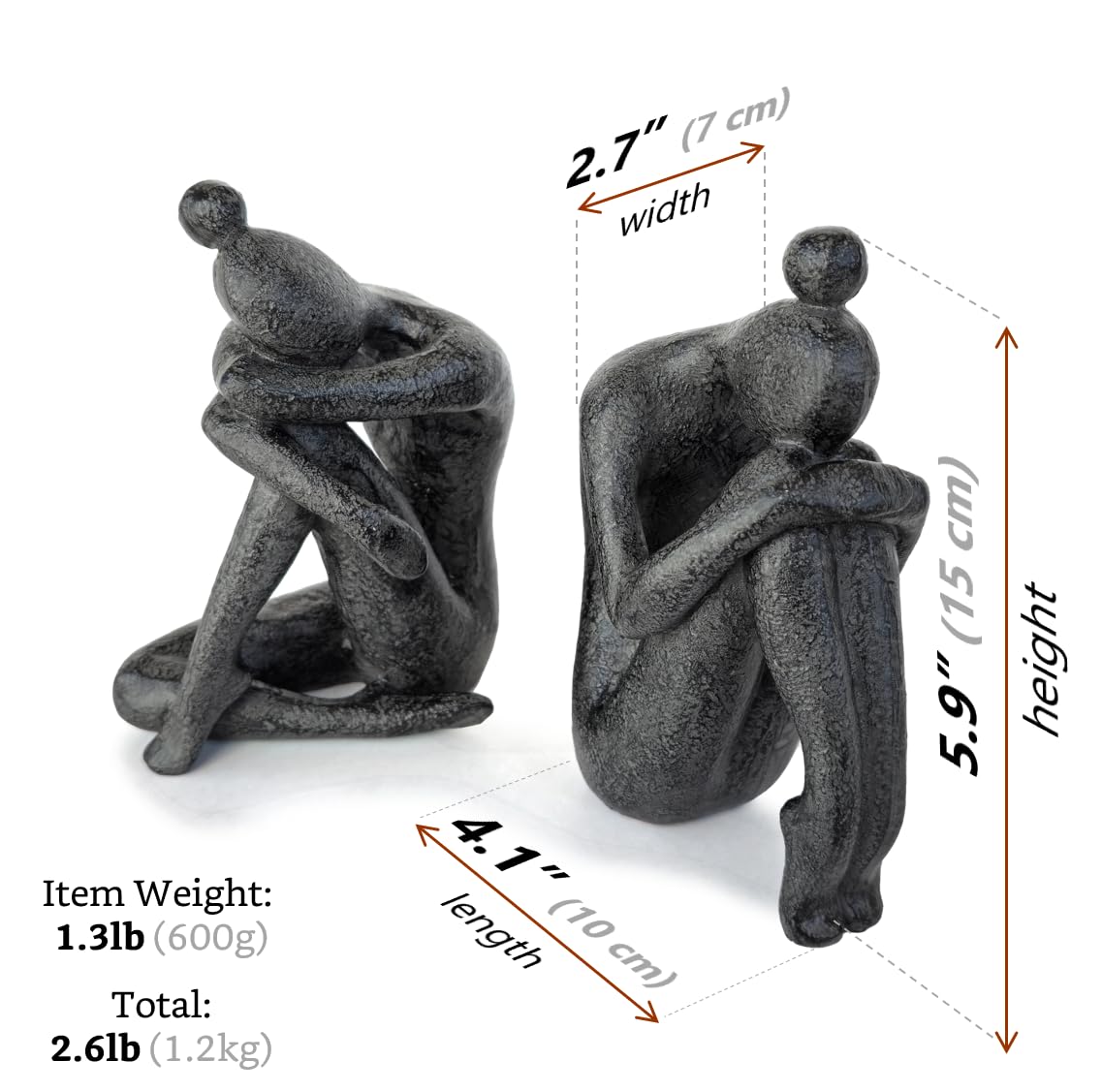Ambipolar Yoga-Style Black Decorative Bookends, Resin Book Stand to Hold Books Heavy Duty, Book Stoppers for Home Decor, Office Desk, Living Room Decor. Black. Book Ends for Shelf