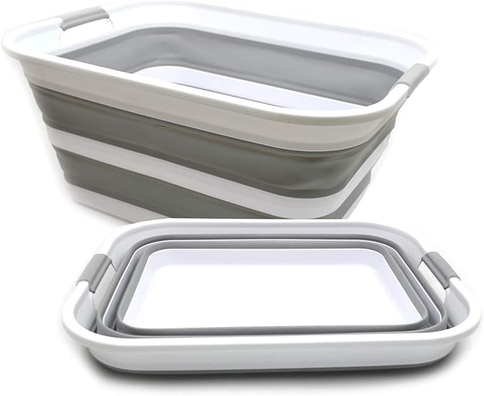 SAMMART 42L Set of 2 Collapsible Plastic Laundry Basket