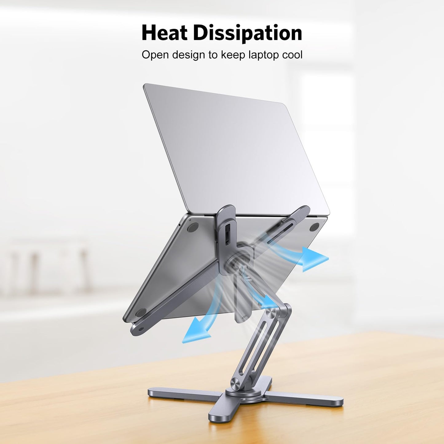 OMOTON 360° Rotating Laptop Stand Riser for Desk, Ergonomic Foldable Computer Stand Adjustable Height Angles for Collaborative Work, Easy Storage Fit Macbooks,All Laptops up to 16 inches, Silver