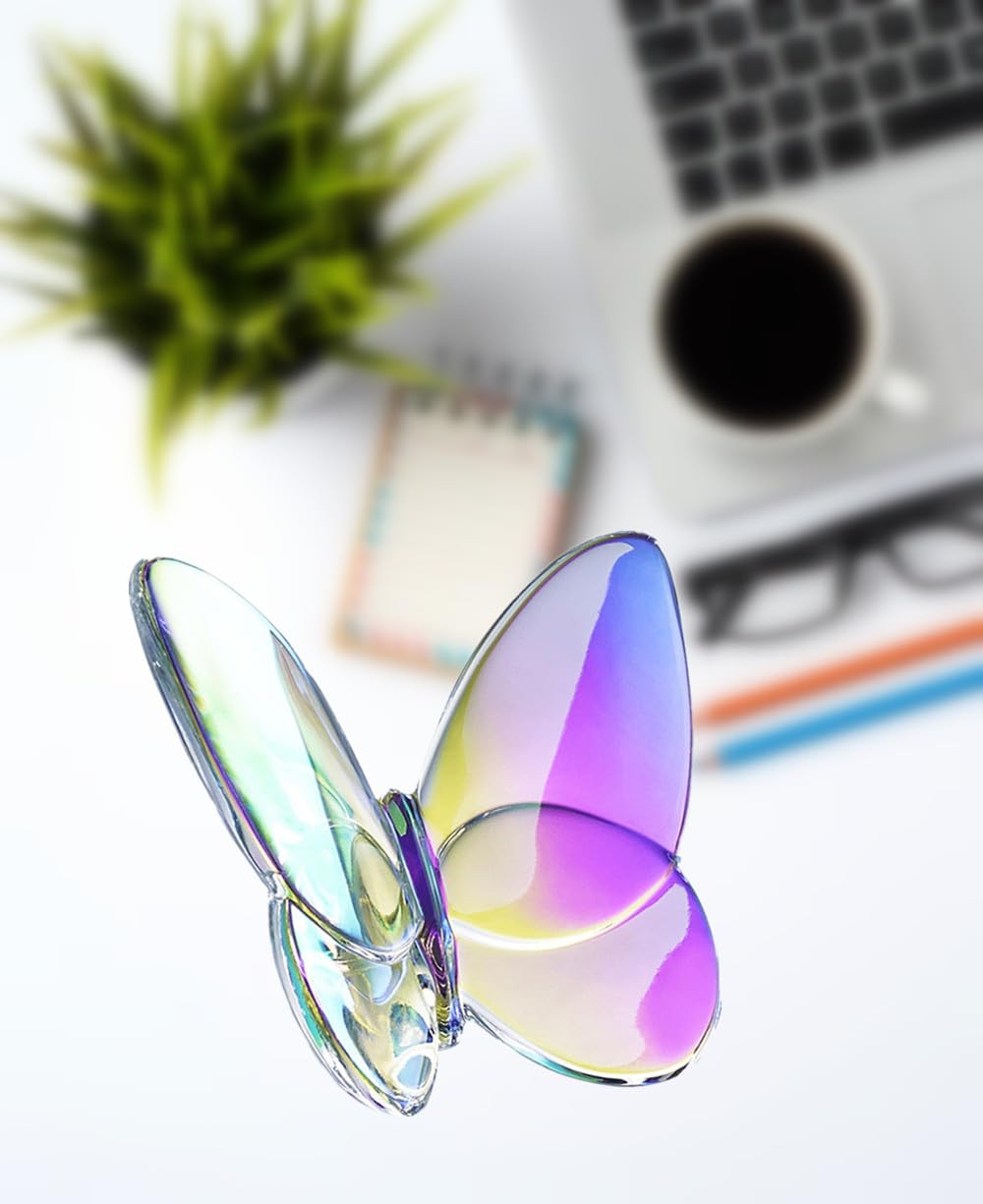 Crystal Butterfly Figurines Ornament, Europ Glass Butterfly Ornaments Statue Animal Collectible Style Light Luxury Animal Collectible for Home/Wedding/Christmas Decor.