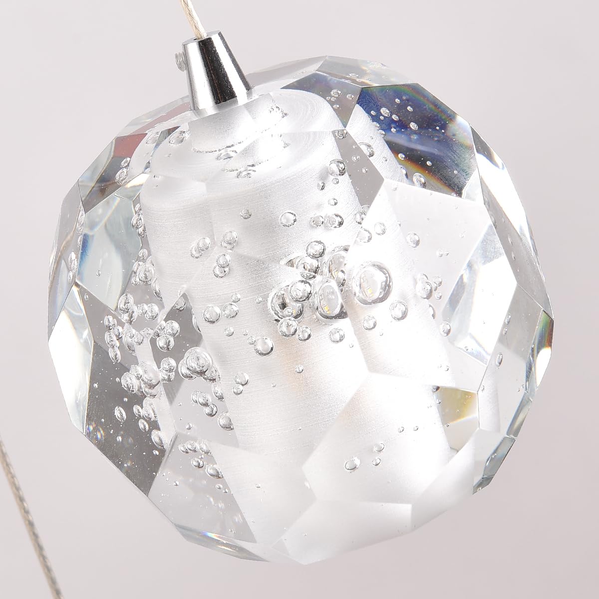 Yaskina Cluster Pendant Light, Modern 7 Lights Chrome Crystal Chandelier, Bubble Raindrop Pendant Lighting 59" Long Light Fixture for Foyer Entryway Staircase