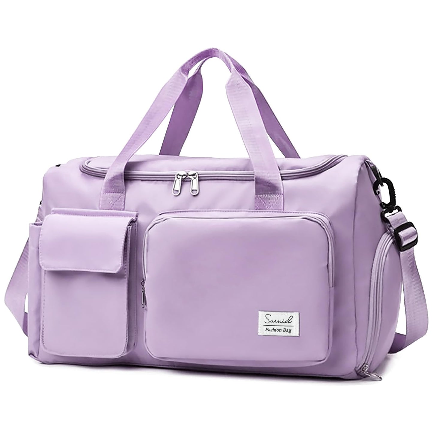 Suruid Travel Duffel Bag with Shoes Compartment Sports Gym Bag with Dry Wet Separated Pocket for Men and Women, Overnight Bag Weekender Bag Training Handbag Yoga Bag - Purple