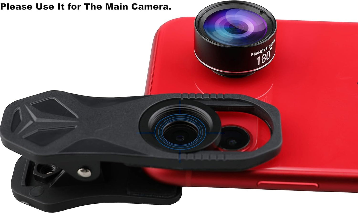 180° fisheye Lens for iPhone Samsung Google Android Smartphone,with Clip,Cell Phone Lens,anamorphic Lens,Funny Pictures