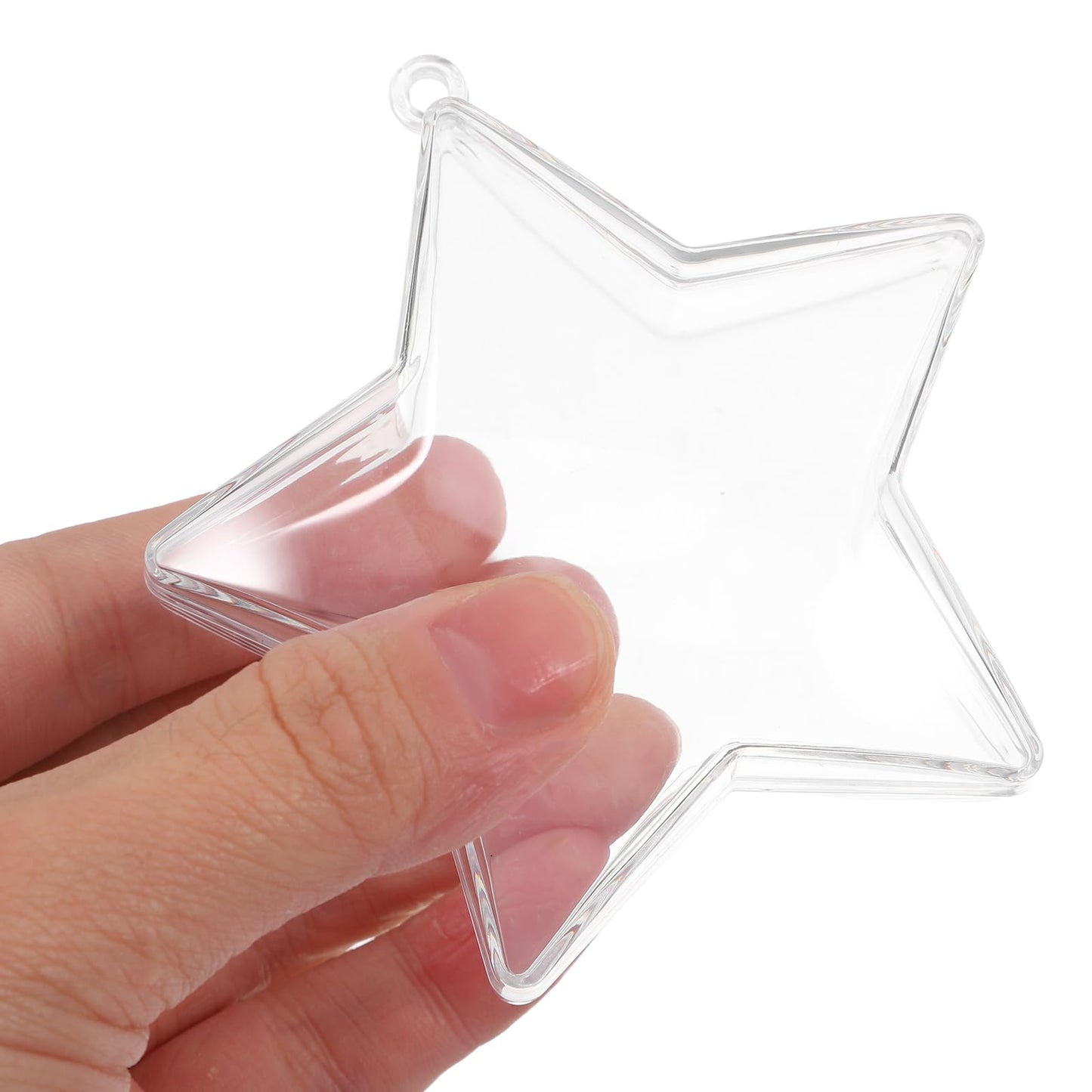 SOLUSTRE 12PCS Transparent Plastic Fillable Ornaments Ball Stars Penta Clear Fillable Ornaments DIY Craft Hanging Christmas Ball for Home Wedding Party Xmas Decoration