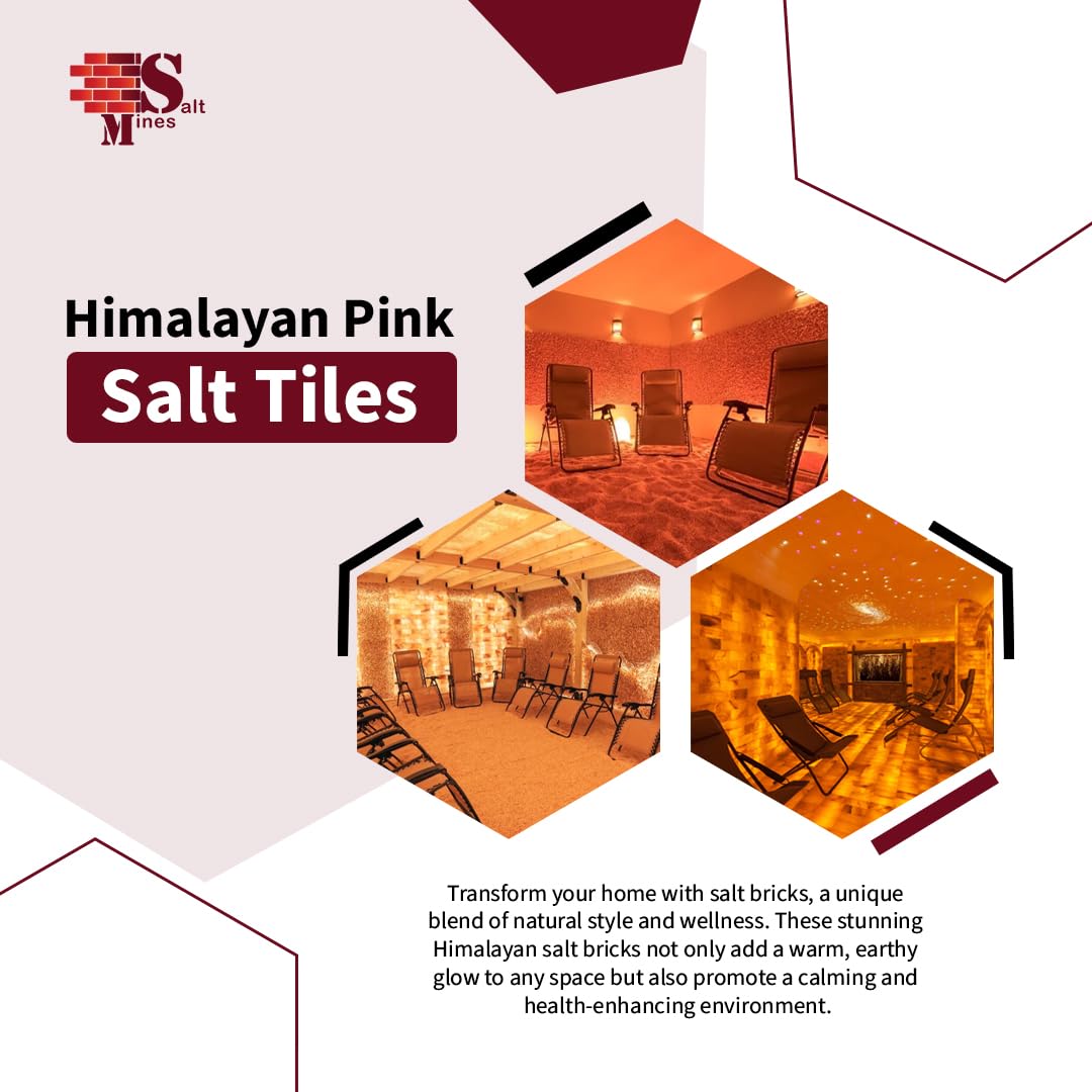 Himalayan Pink Salt Bricks for Spa & Salt Wall – Pack of 20 (8″ × 4″ × 1″) – Natural Himalayan Crystal Salt Tiles for Sauna, Wellness Décor