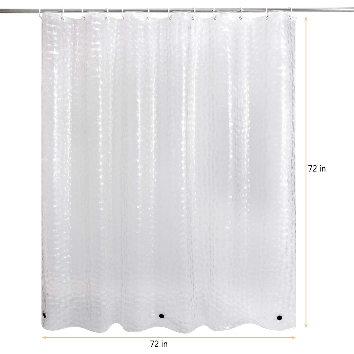 WELTRXE Shower Curtain Liner 8G EVA with 3 Magnets, Waterproof Clear Shower Curtains with 3D Water Cube Design, Heavy Duty Plastic Bathroom Shower Liner for Shower Stall, Bathtubs, 72 x 72,12 Hooks