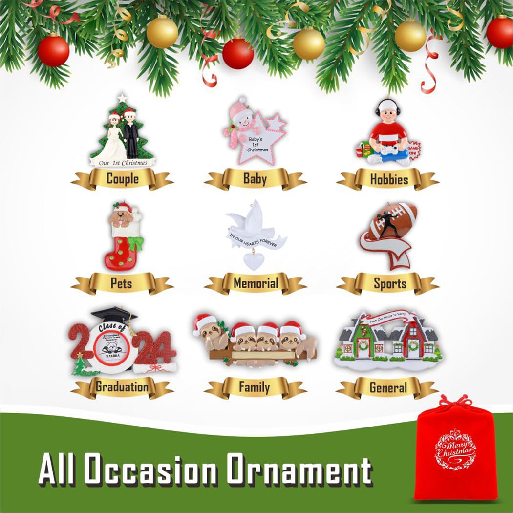 Personalized Family Christmas Ornament 2026 - Gingerbread House Family of 5 Christmas Ornament, Sweet Candy Cane Tree Decoration Gift for Kids, Siblings, and Holiday Gathering