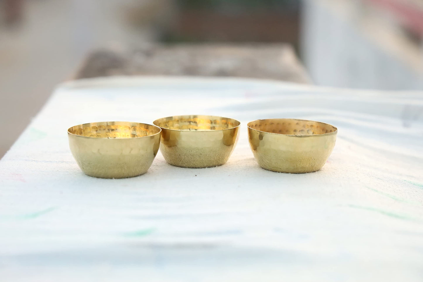 Handmade Hammered Brass Tealight Holder Set of 3 Votive Holders -2.5X1 DH inches Party Decoration