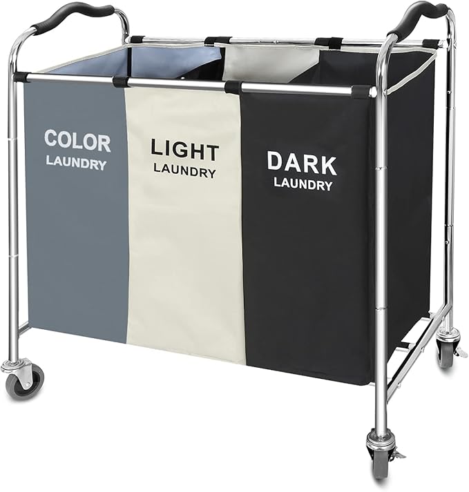 Laundry Basket with Wheels, 240L Laundry Hamper with 3 Clothes Hamper Bag