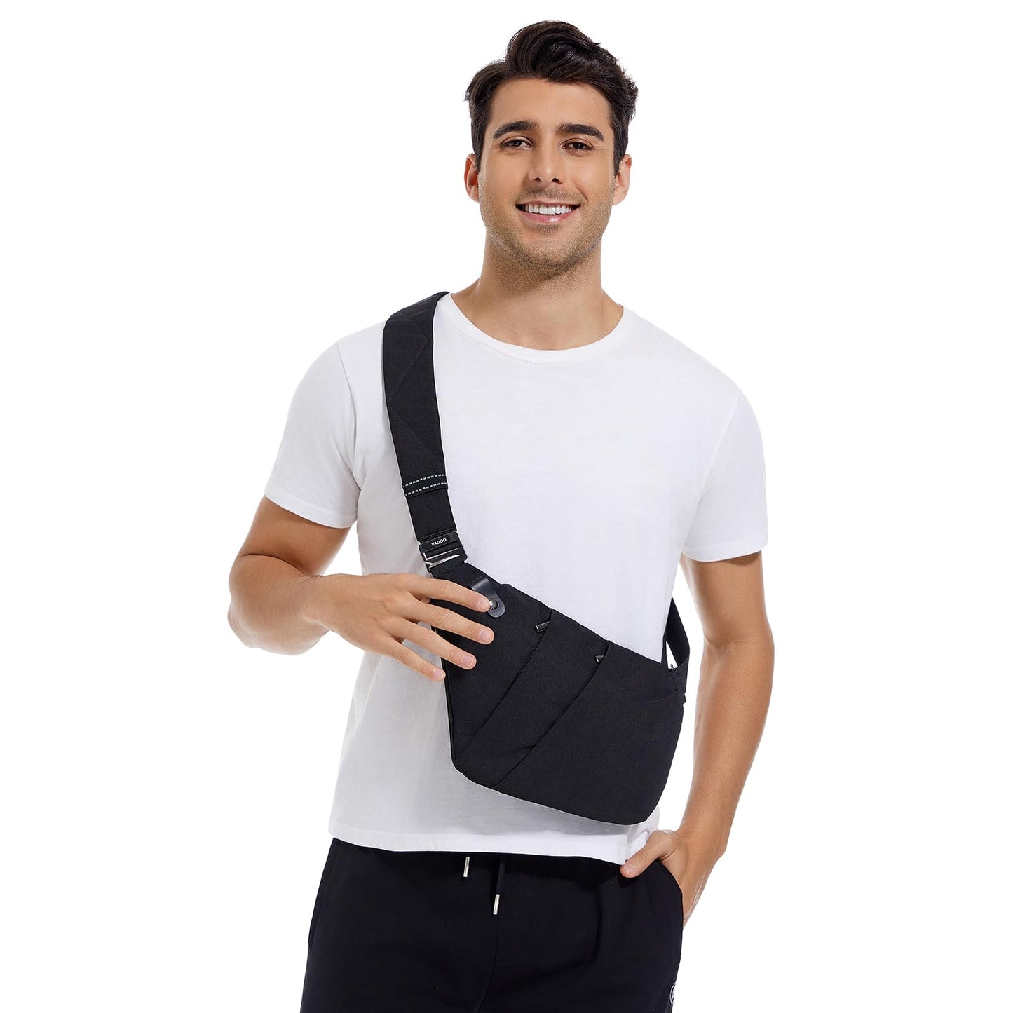 VADOOAnti Theft Sling Bag, Mens Travel Bag, Crossbody Shoulder Bags Slim Multi-Pocket Chest Daypack holiday essentials for Travel Outdoor