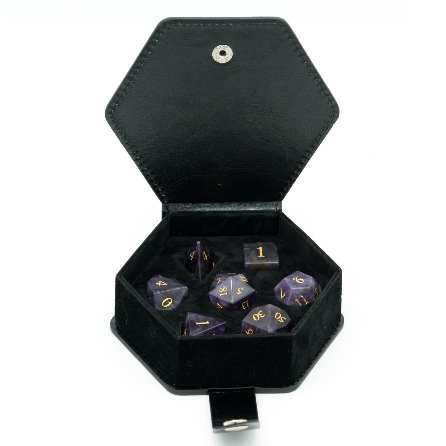 UDIXI Amethyst Gemstone Dice Set D&D, Crystal Stone DND Dice with Gift Case for Role Playing Games Tabletop Games