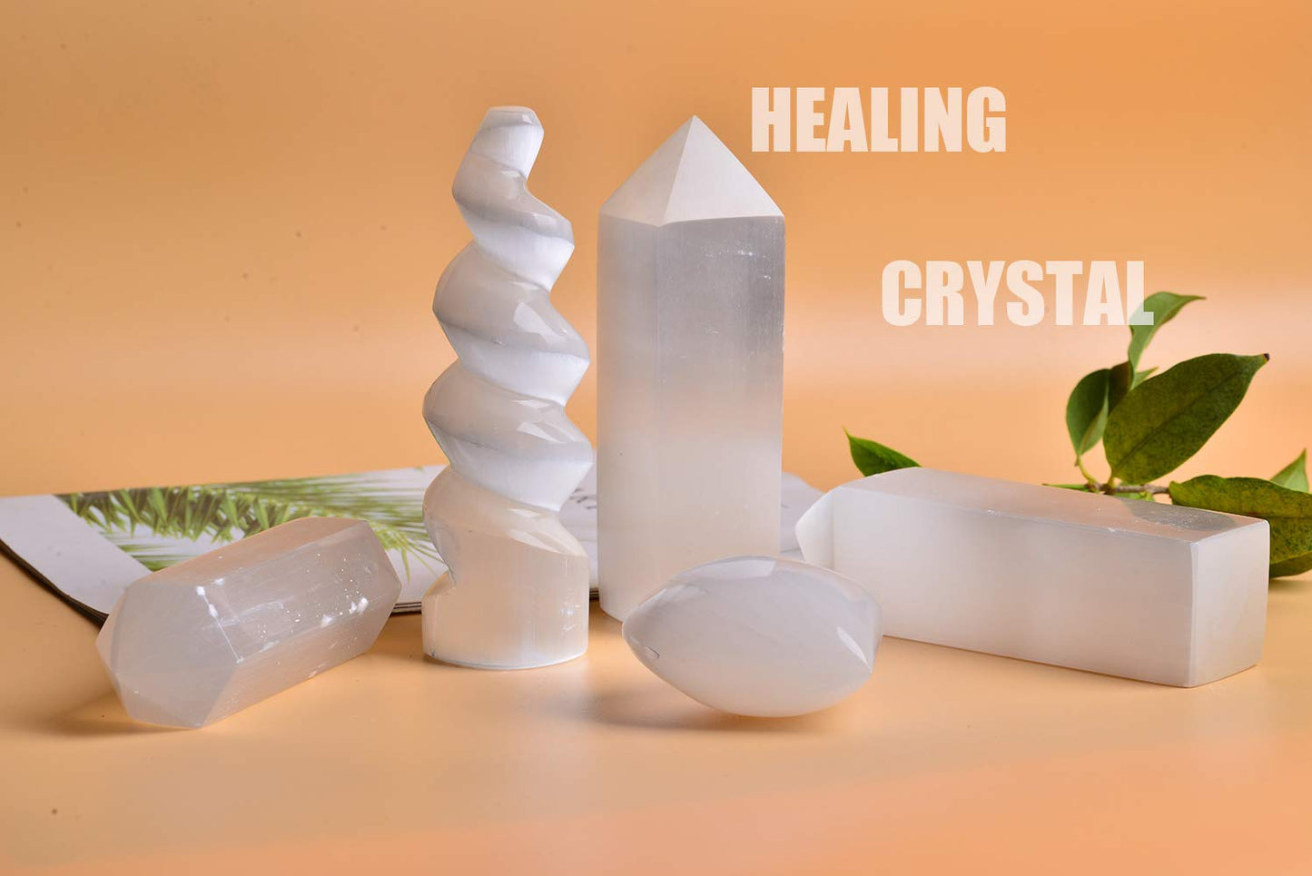 AMOYSTONE Selenite Crystal Tower Large Spiral Wands Healing Stones Chakra for Meditation 6" Home Decoration 1 PC