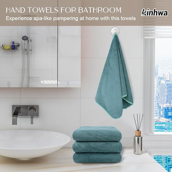 KinHwa Microfiber Hand Towels for Bathroom Soft and Absorbent Face Towels Grey