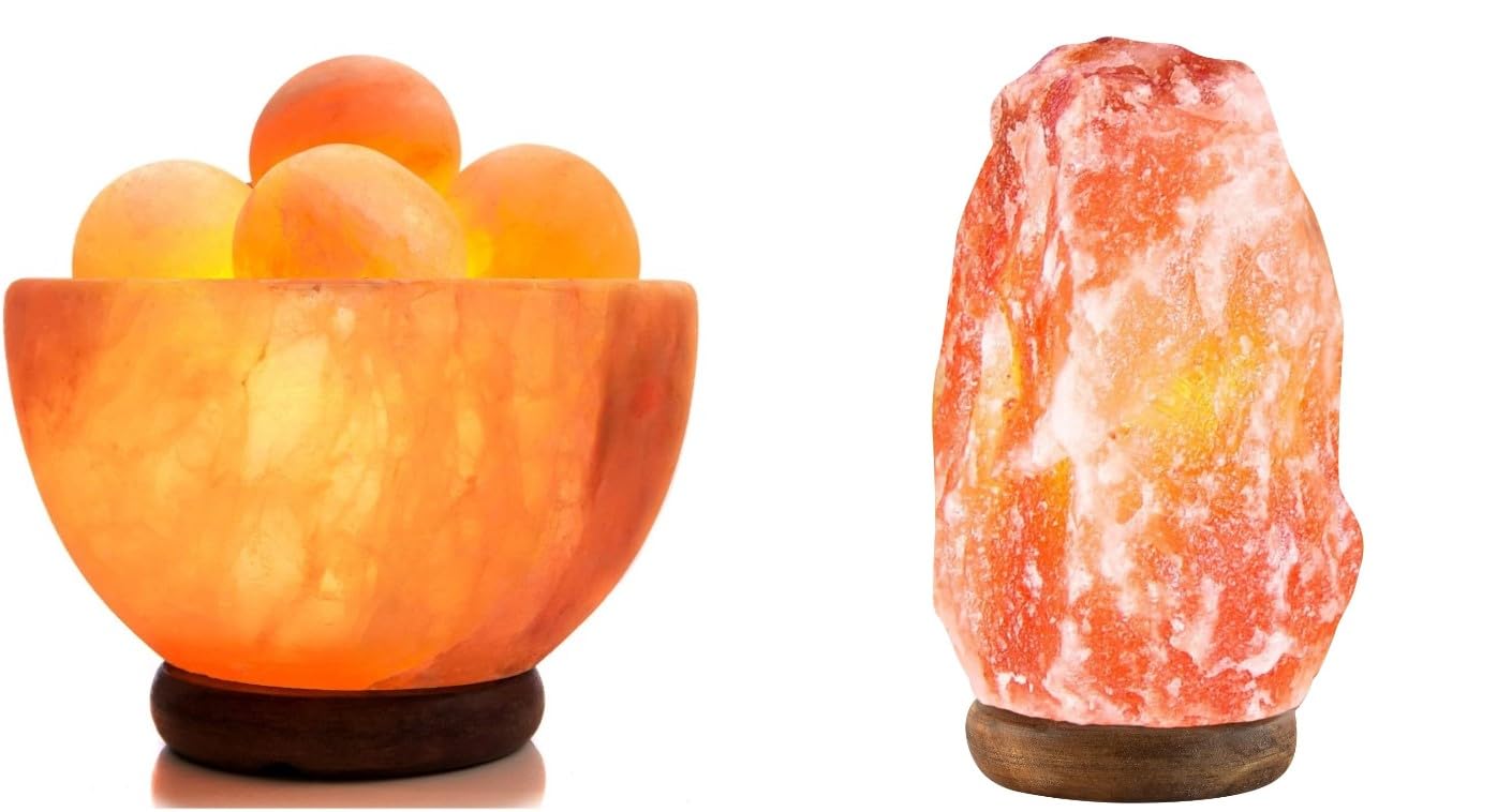 UMAID Himalayan Salt Spa Gift Set Natural Salt Lamp + Massage Bowl Lamp with 6 Balls