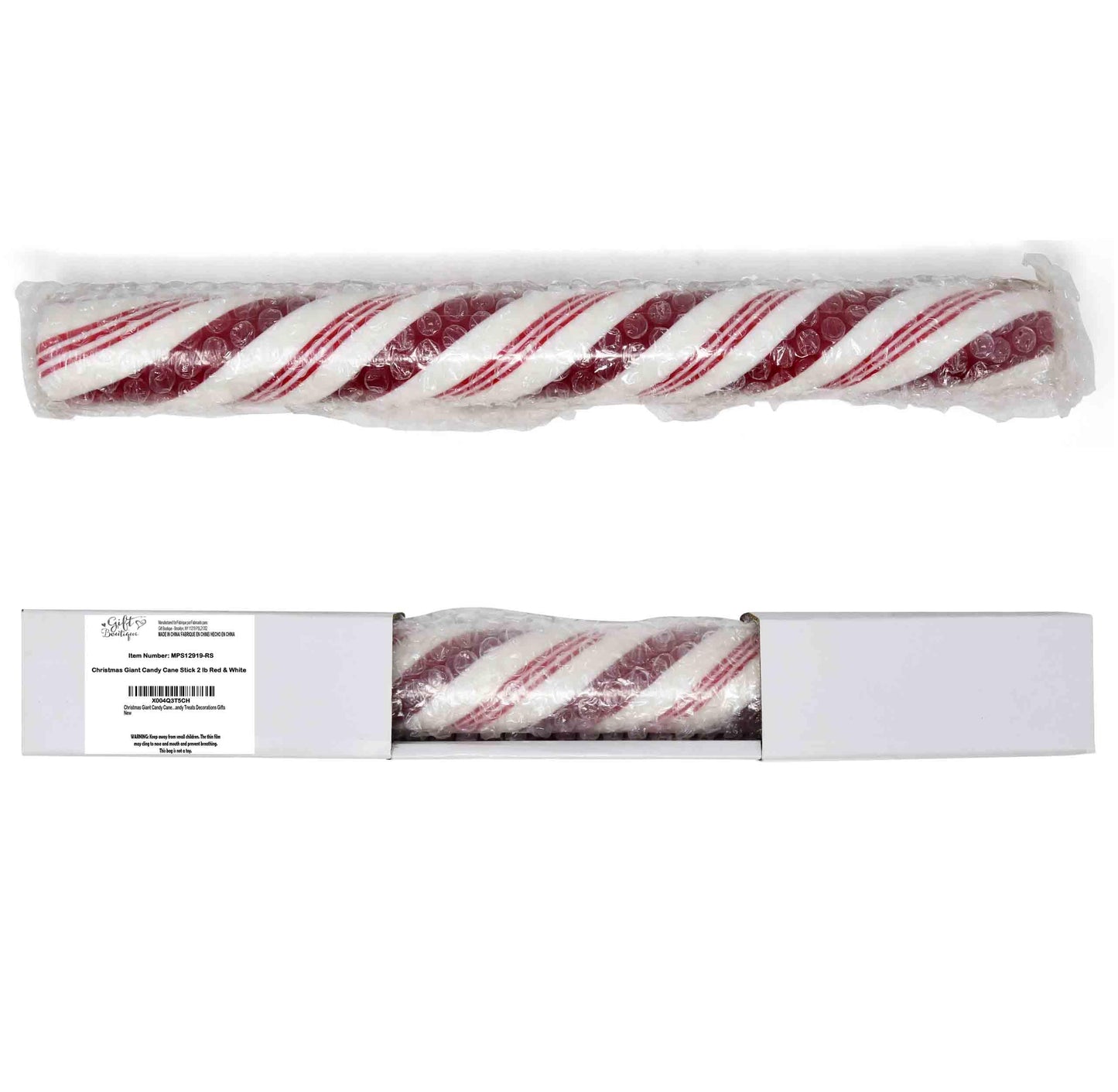 Giant Candy Cane Stick Peppermint Flavor 2 lb Large Red White Striped