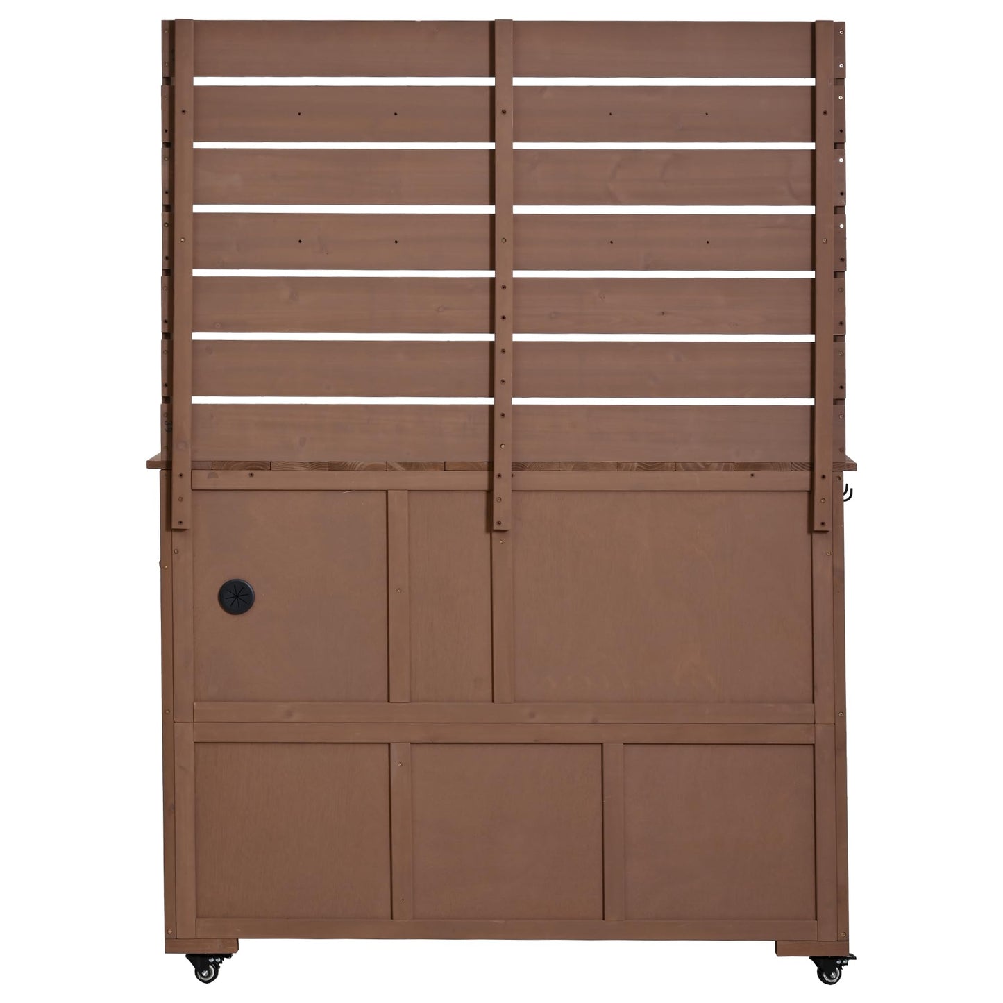 Outdoor Grill Cart with Storage Cabinet, Wood Outdoor Kitchen Island Prep Cart Grill Station for Food Prep and BBQ, Brown