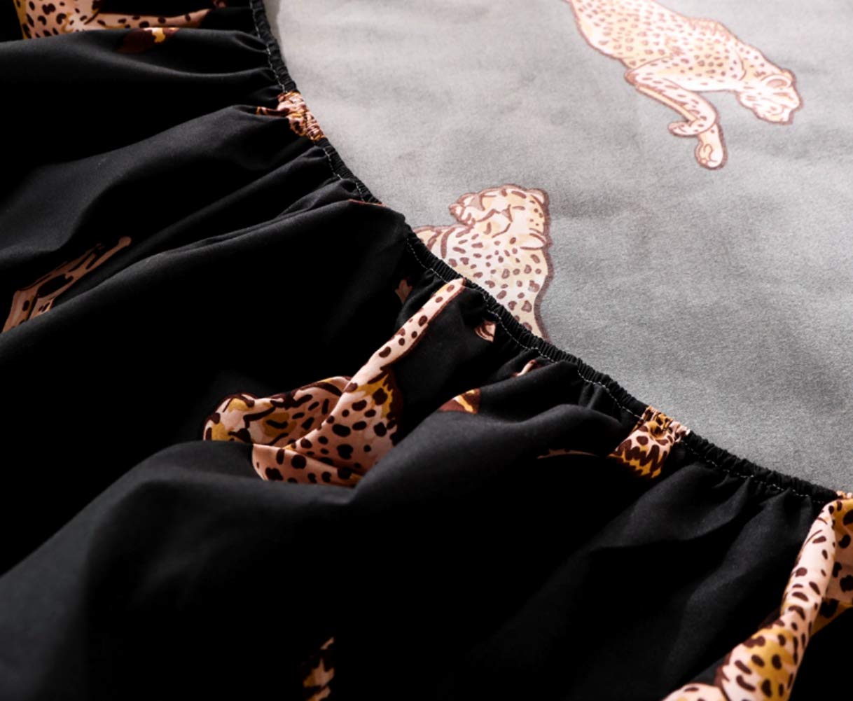 Leopard Fitted Sheet Girls Luxury Wild Animal Style Bedding Set Twin Size Women Chic Cheetah Print Bed Sheet Set for Kids Teens Bedroom Decor Black Brown Nature Wildlife Bed Cover with 1 Pillow Case
