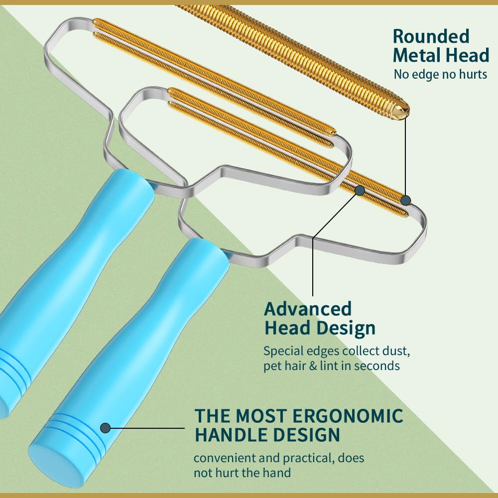 Pet Hair Removal Tool,BSIWWO Cleaner Pro Pet Hair Remover,Multi Fabric Edge and Carpet Rake,Pet Hair Remover for Couch,Dog Hair Remover and Cat Hair Remover for Rugs,Couch&Pet Towers(Blue)