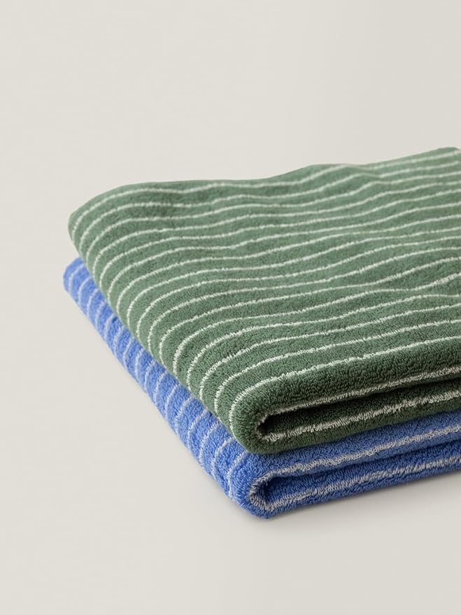 WENSHUO Frosted Pines-Striped Pure Cotton Hand Towel, 100% Combed Cotton
