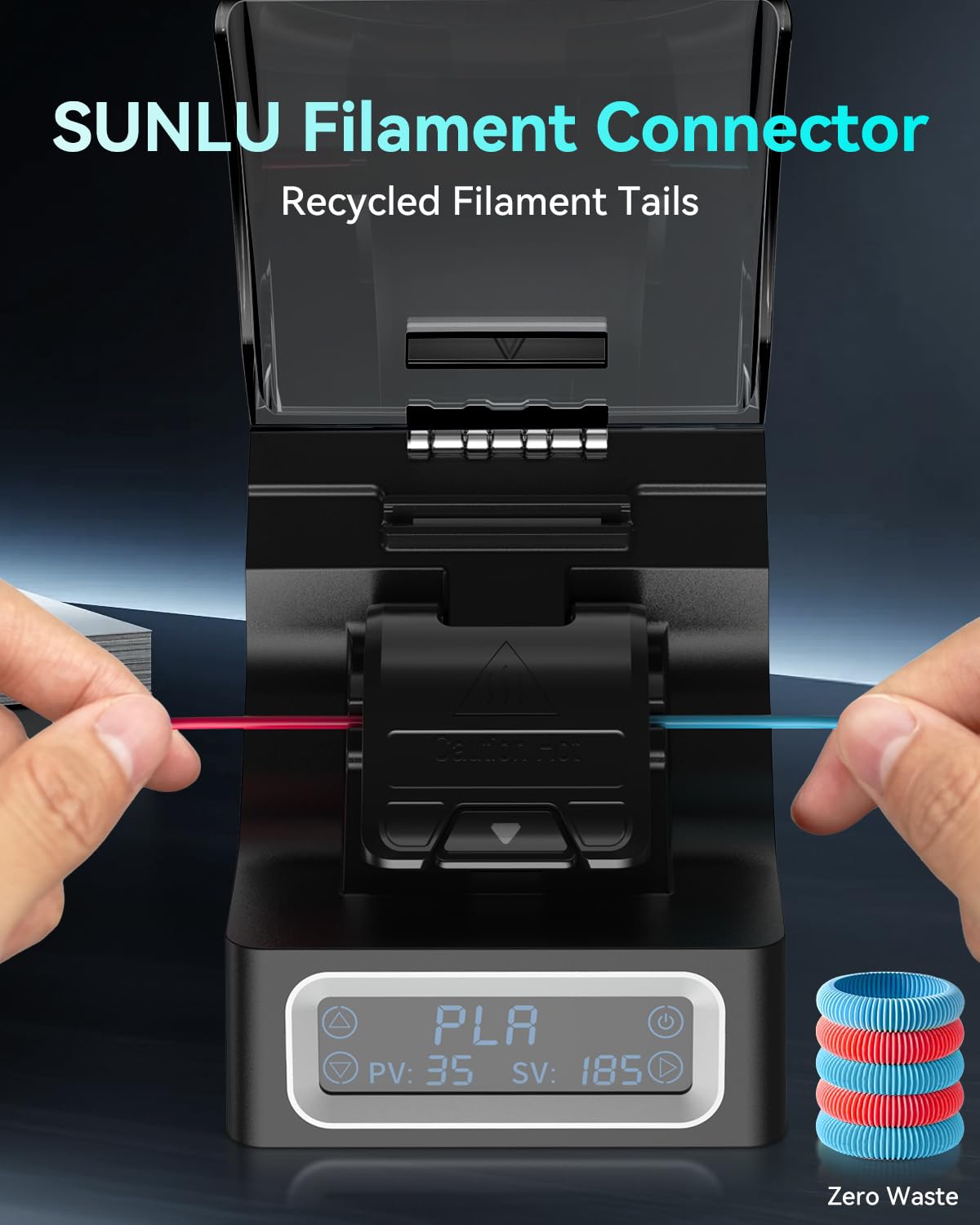 SUNLU Official Filament Joiner, Filament Connector with 200 PCS PTFE Sleeve for 3D Printer Filament 1.75mm 240°C Fast Heating Compatible with PLA PETG TPU ABS PA Nylon, Easy to Use
