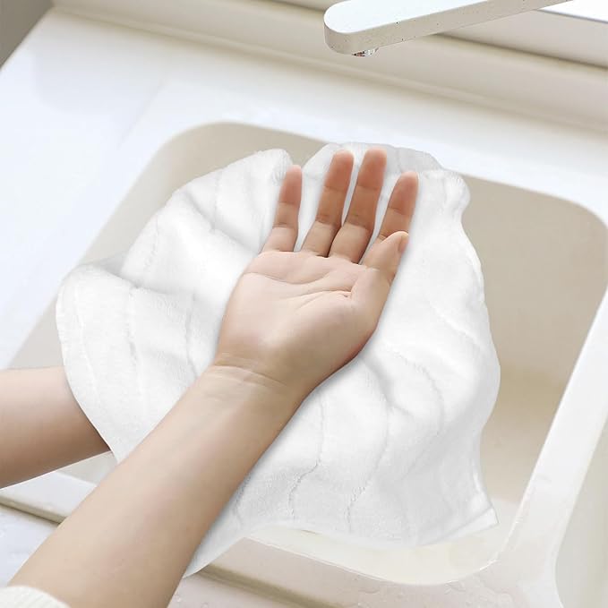 White Hand Towels for Bathroom Wavy Jacquard