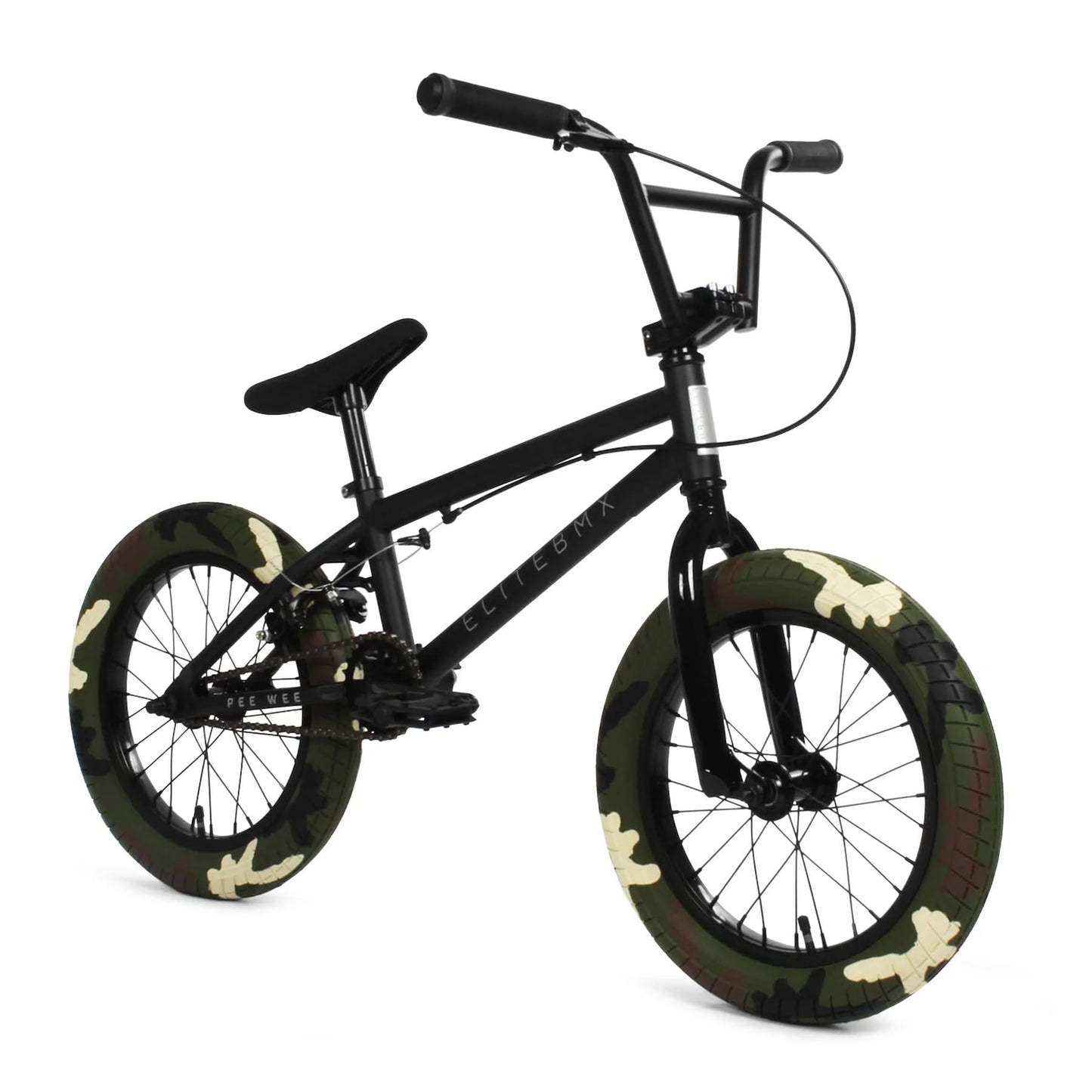 Elite BMX Freestyle Bike, Durable Steel Frame, Available in 16", 18", and 20" Sizes. New Sizes 26" and 29" BMX Bicycles. (PW - Black Combat, 16")