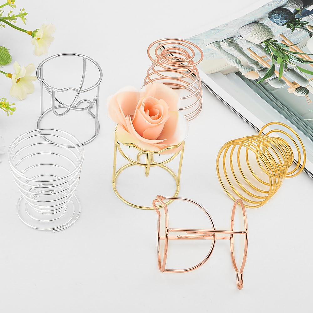 Kakalote 6pcs/pack Air Plant Holders, Geometric Metal Plants Stand Planter Shelves, Airplant Container Tillandsia Holder, Airplants Rack Tabletop Decor for Plant Lovers(cat + spring shape)