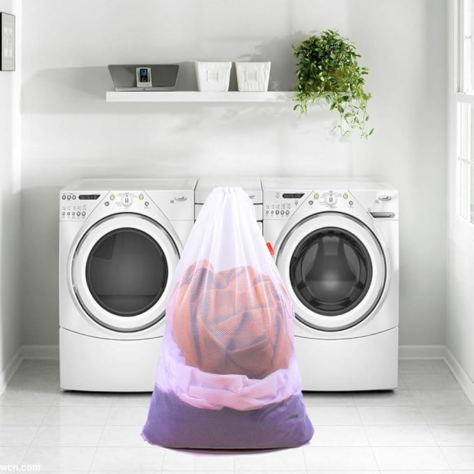 3 Pack Mesh Laundry Bags, 24 x 36 Inches Heavy Duty Drawstring Bag, Travel and