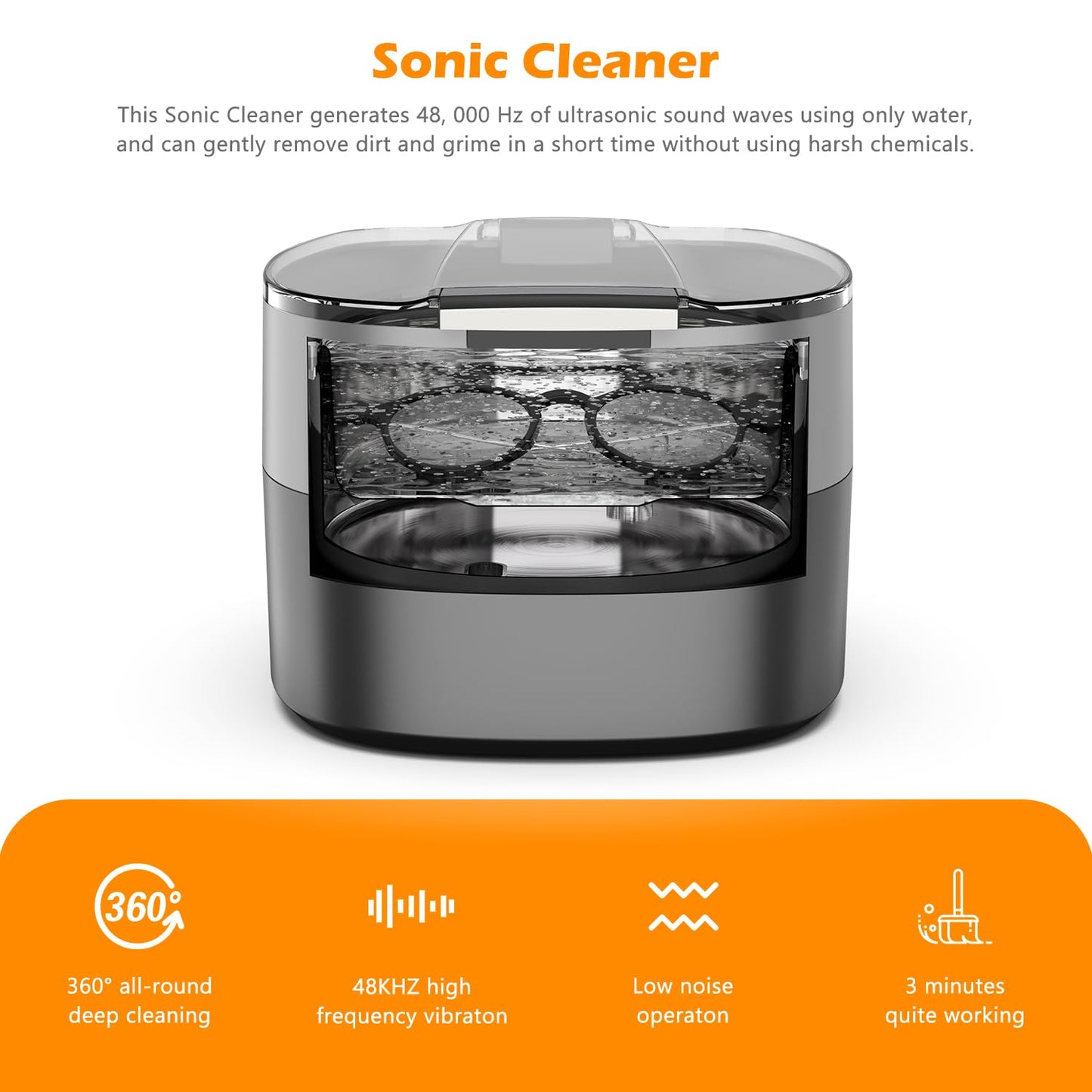 KECOOLKE Ultrasonic Cleaner 750ml Jewelry Sonic Cleaner with Digital Timer for Eyeglasses, Rings, Coins,Silver Ultrasonic Cleaner Solution for Gifts