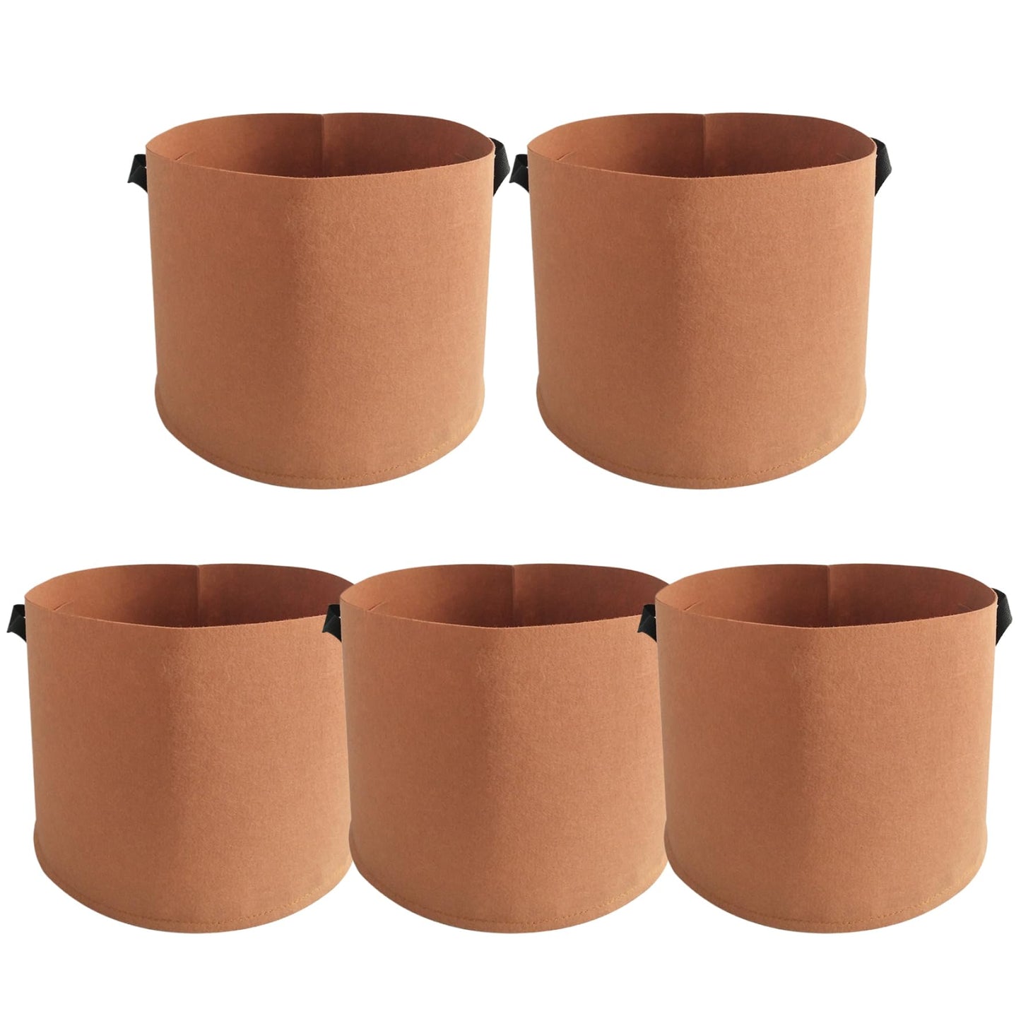 Pesoncarl Planting Bags, Grow Bags, 5PCS 15 Gallon Plant Grow Bags, Non-Woven Grow Bags with Reinforced Handles Fabric Pots for Planting Vegetables, Fruits 19.7x11.8 Inch