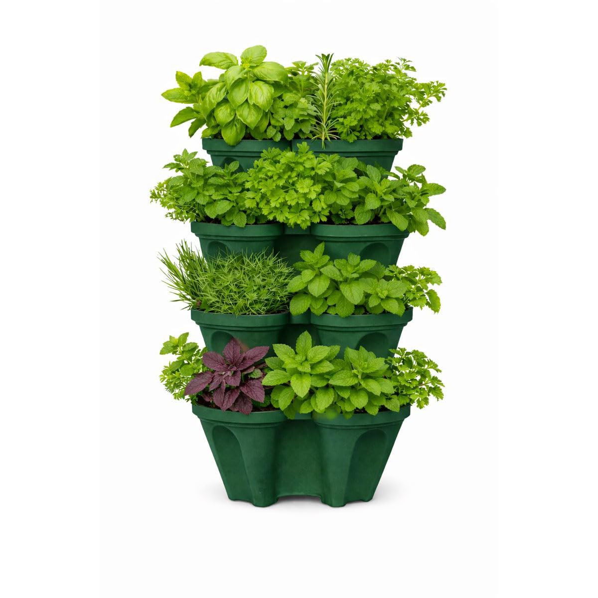 Strawberry Planter Tower, 4 Tier Stackable Vertical Planter, 16 Plant Sites, Space Saving Garden Planter, Indoor Outdoor, Made in USA (Deep Forest, Small)