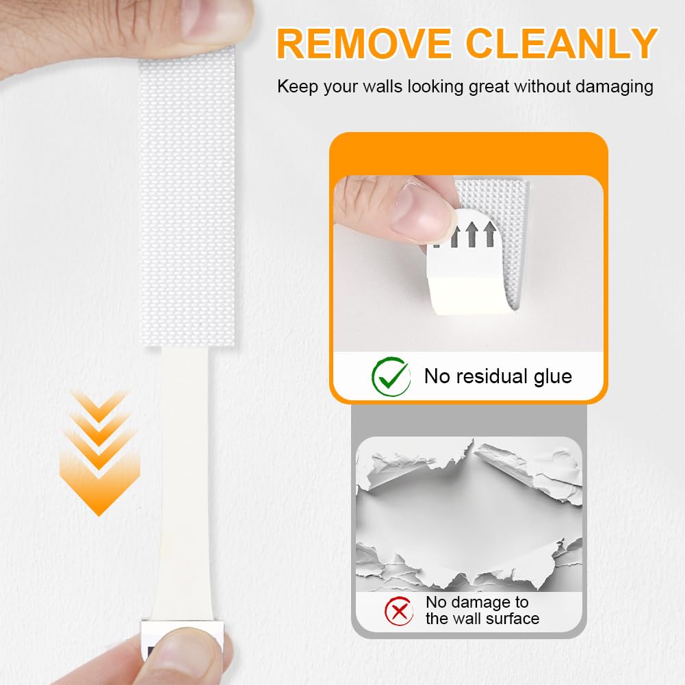Picture Hanging Strips Heavy Duty Combination,32-Pairs(64 Strips) Adhesive Hook and Loop Mounting Tapes Damage Free No Nails Picture Hangers for Frame Hanging Poster Strips Christmas Decorations