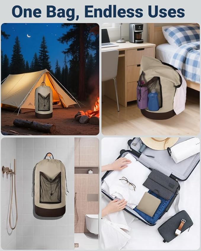 Laundry Bag with Shoulder Straps and Mesh Pocket Laundry Backpack Large