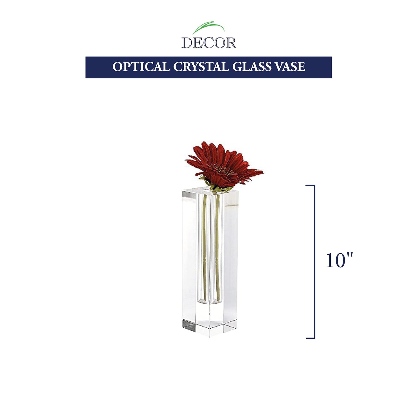Badash Donovan Crystal Glass Bud Vase - 10" Tall Handcrafted Lead-Free Optical Crystal Glass Vase for Flower Buds & Unique Contemporary Home Decor Accent
