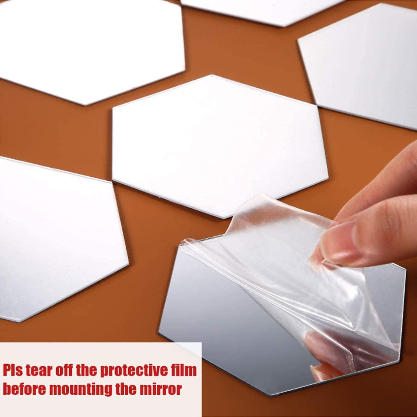 Shappy 24 Pieces Hexagon Mirror Wall Sticker Removable Acrylic Mirror Setting Wall Sticker Decal Honey Comb Decal for Living Room Bedroom Home Decor(12.6 x 11 x 6.3 cm)