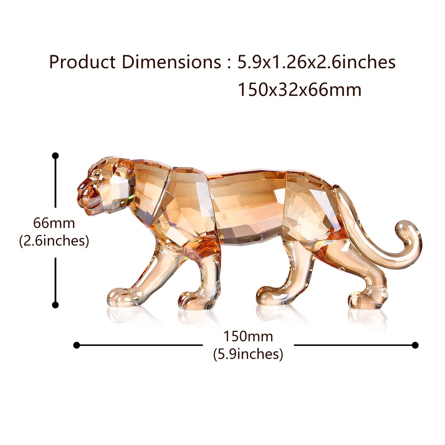DOJOZ Crystal Leopard Cheetah Realistic Animal Art Figurine Collection Table top Ornament Statue Home Decor (Blue)