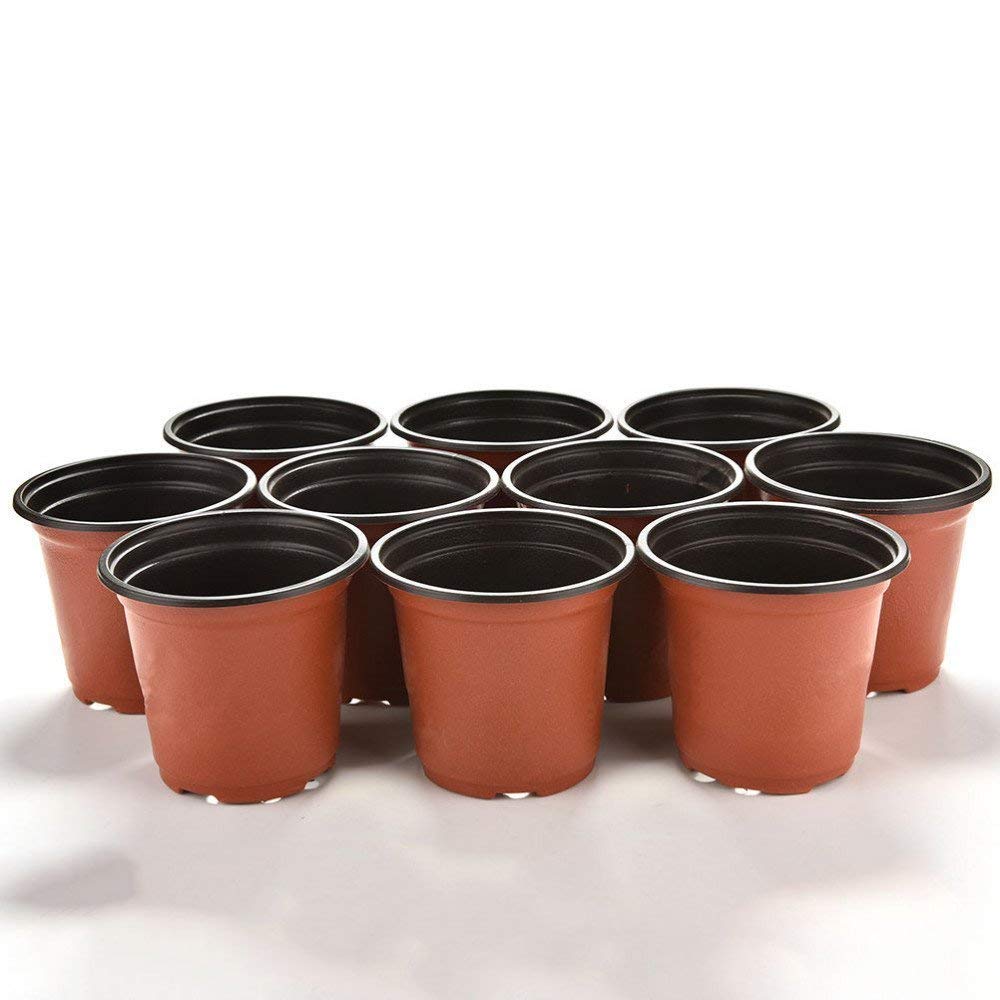 KINGLAKE 100 Pcs 6" Plastic Plants Nursery Pot/Pots Seedlings Flower Plant Container Seed Starting Pots