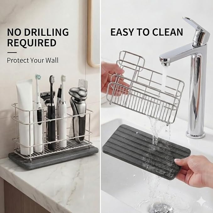 Toothbrush Holder for Bathroom Countertop, Stainless Steel Electric Toothbrush
