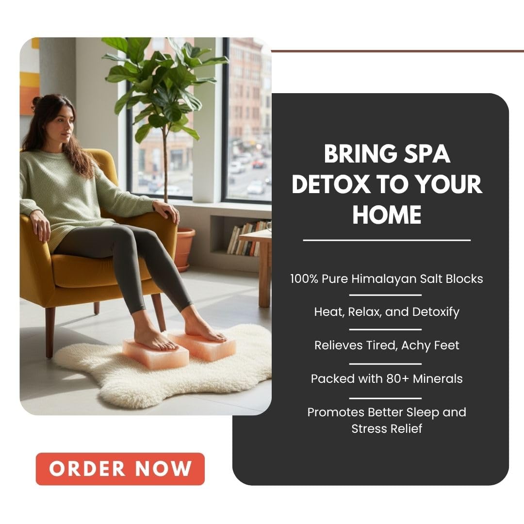 Himalayan Salt Foot Bricks Pair of Natural Pink Salt Blocks for Feet, Rest & Spa Stones Natural Salt Block, Salt Brick for Foot Soak, Relaxation & Odor Neutralizer
