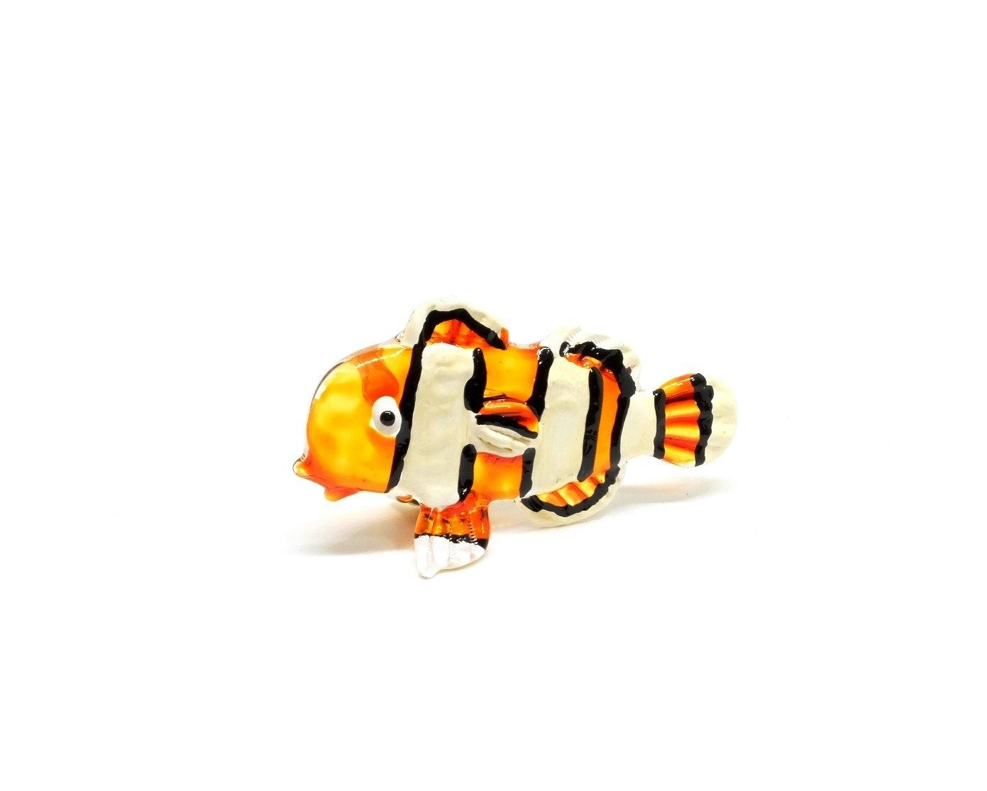 Handmade Mini 2" Clownfish Nemo Fish Figurine Art, Cool Stuff, Miniature Animals, Home or Garden Decor Gift Ideas