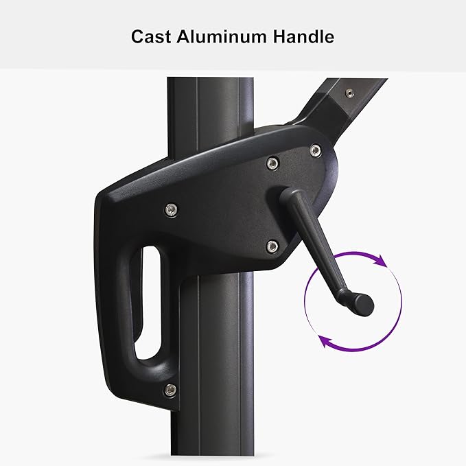 PURPLE LEAF 9'×11.5' Cantilever Patio Umbrella with Base Rectangle Offset Outdoor Umbrella Cover with Zipper for Garden Deck Pool Beige