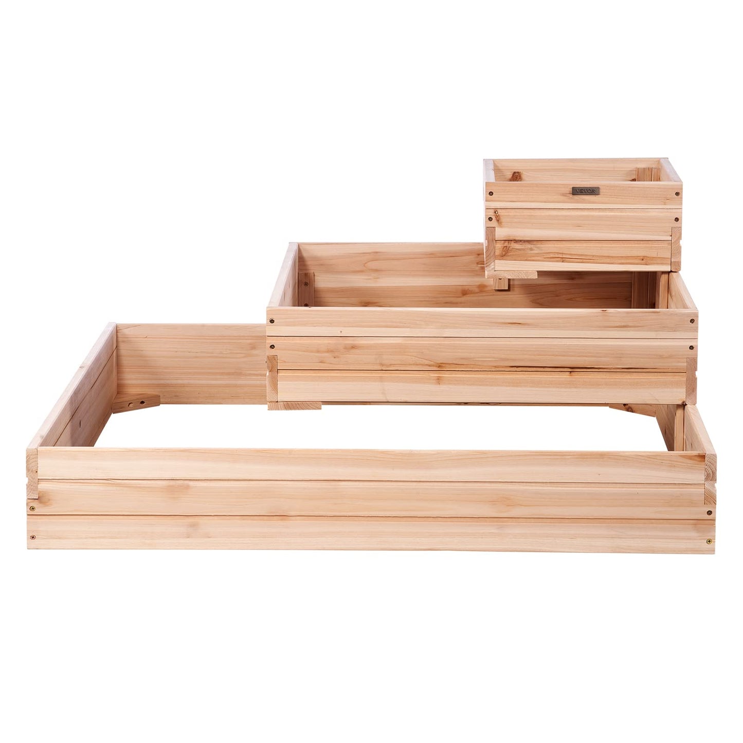 VEVOR 3 Tier Raised Garden Bed Wood Outdoor, 45 x 45 x 20in High End Natural Fir Wood Planter Box, Outdoor Planting Boxes for Flowers/Vegetables/Herbs in Backyard/Garden/Patio/Balcony, with Open Base