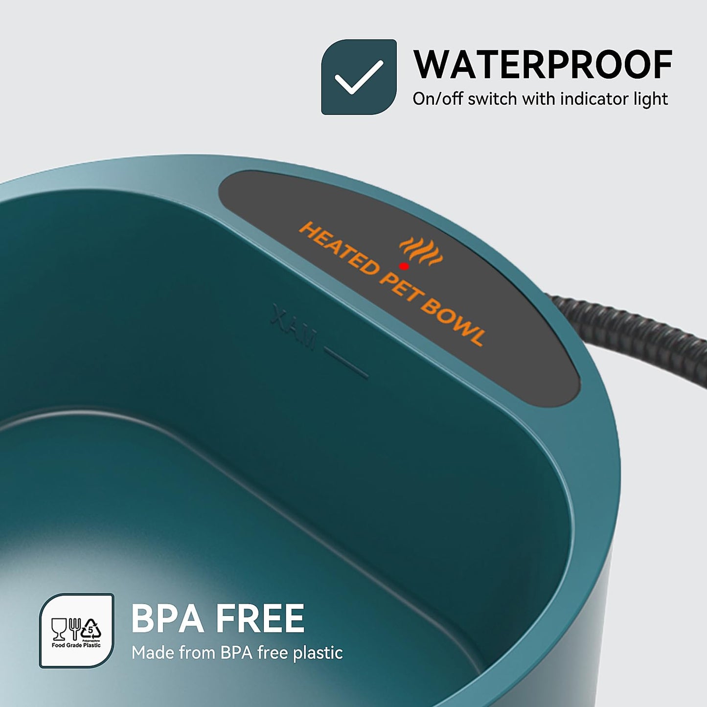 PETLESO Heated Dog Bowl, Heated Water Bowl for Outdoor Cats, Winter Dog Water Bowl with AntiBite Wire Heated Chicken Waterer Smart Thermal Bowl for Birds Chickens Feral Animals, 35W 2.2L